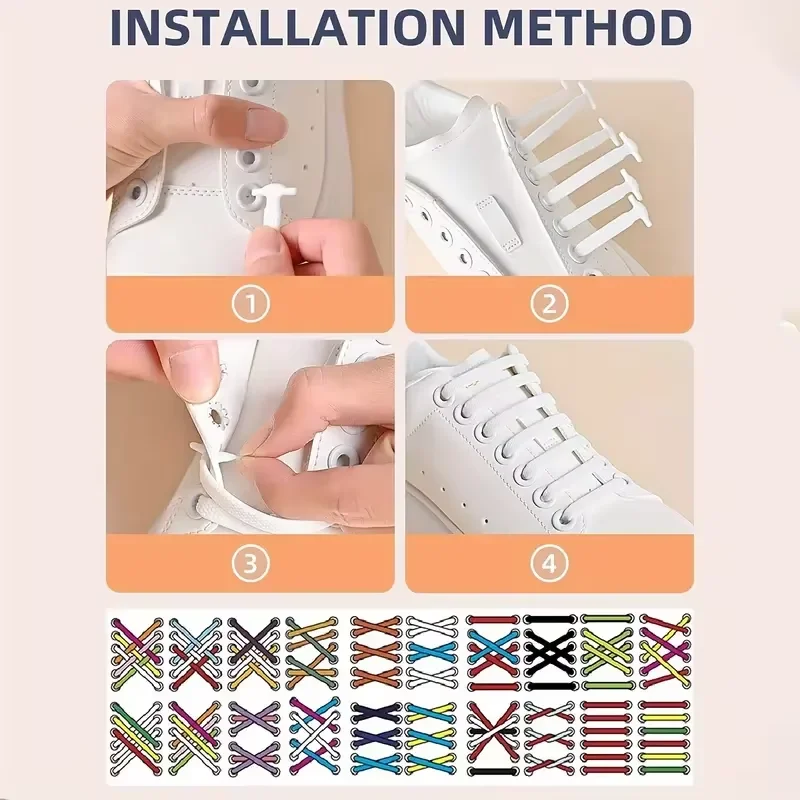 16 Stück/Packung Elastische Schnürsenkel ohne Binden aus Silikon - Praktische, Dehnbare und Flexible Schnürsenkel für Sneaker, Freizeitschuhe und Sportschuhe – Detail 3