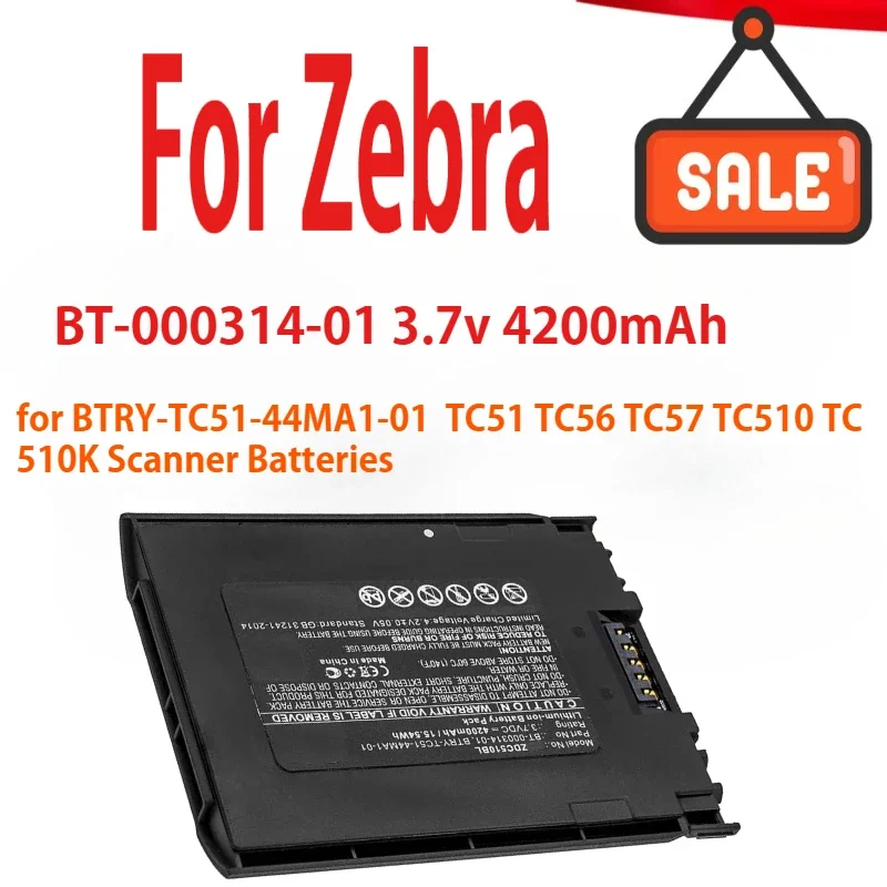 

4200mAh Replacement Battery BT-000314 BT-000314-01 BTRY-TC51-44MA1-01 for Zebra TC51 TC56 TC57 TC510 TC510K Scanner Batteries