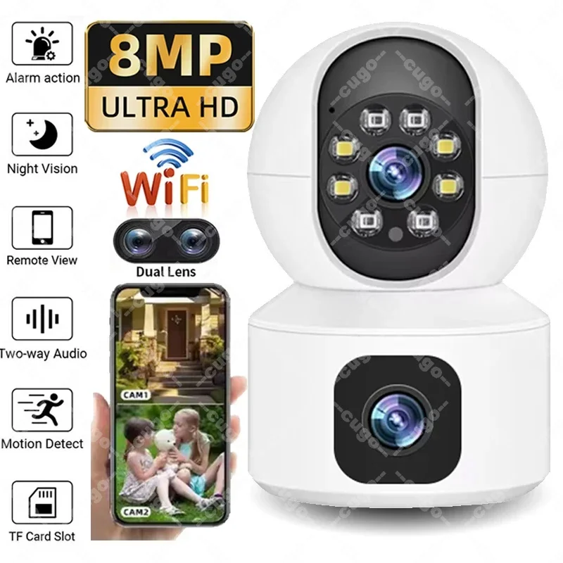 

8MP PTZ WIFI Camera 8X Zoom Night vision Security Camera Two-way Audio Auto Tracking Baby Monitor Indoor Wireless IP CCTV Camera