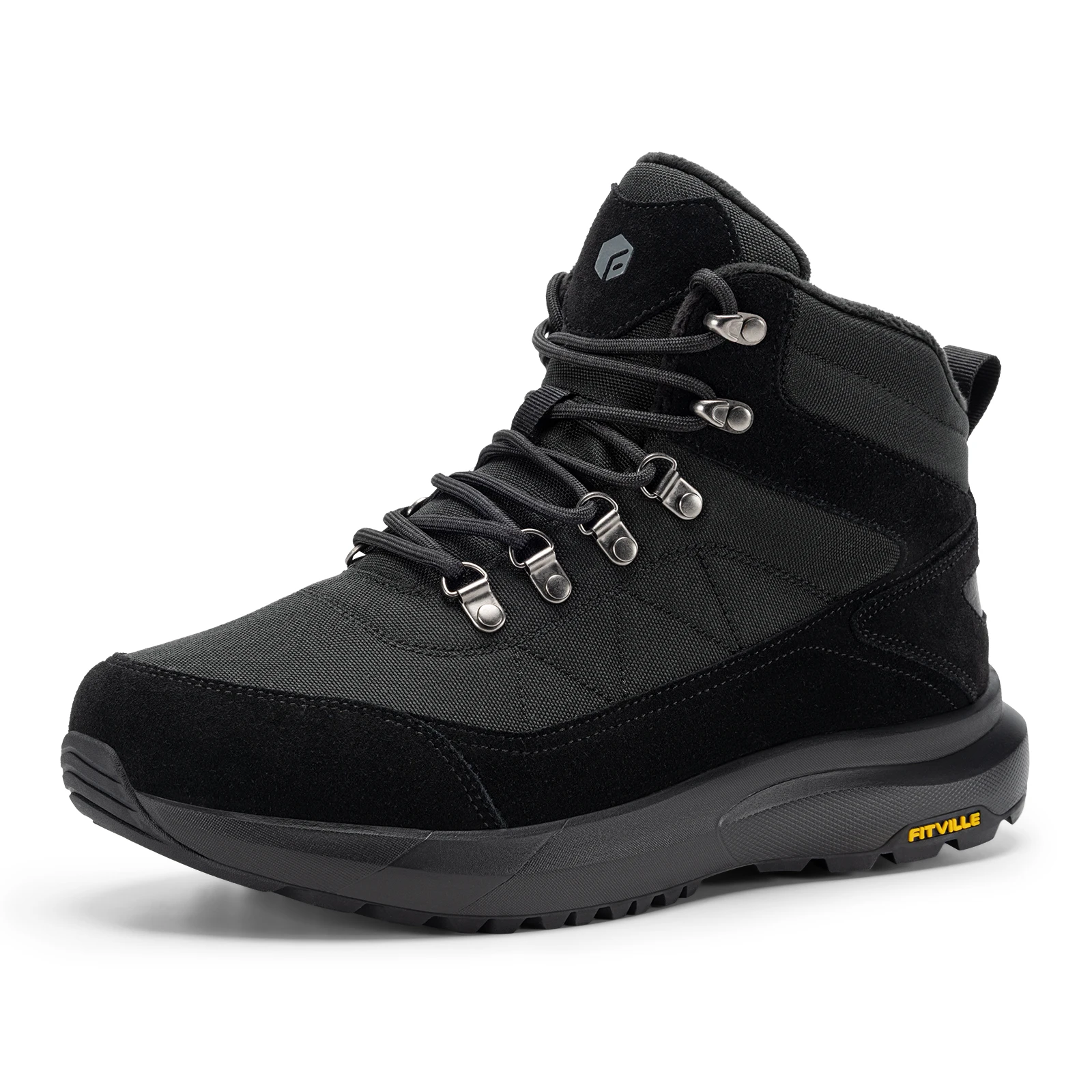 FitVille Herren-Winterstiefel mit extra breiter Zehenpartie, warm gefütterte Fleece-Schneestiefel für Männer, wasserabweisende Wanderschuhe, rutschfest für den Herbst.
