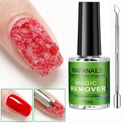 15ml Magic Gel Nail Polish Remover + Cuticle Pusher, Fas Magic Remover Burst Soak Off Uv Gel Semi Permanent Varnish Remove Tools
