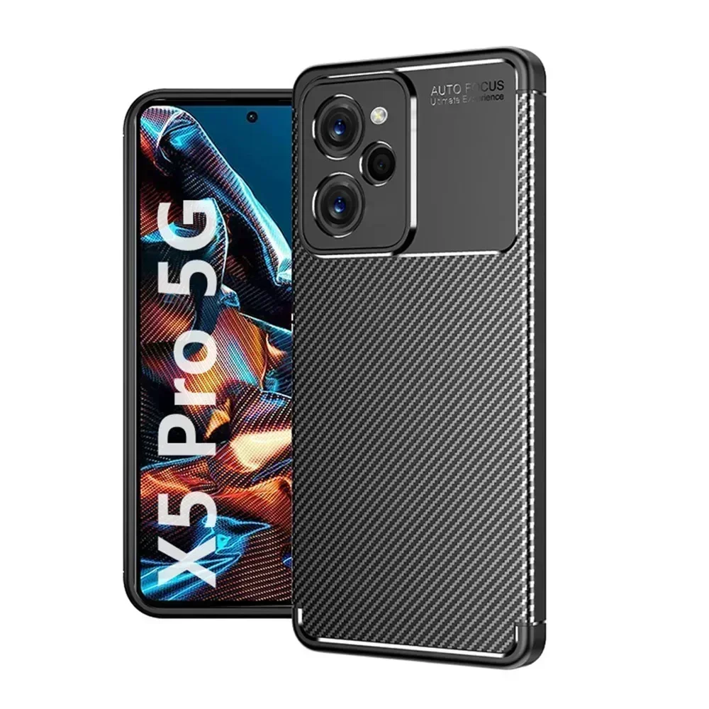 For Poco X5 Pro 5G Case Carbon Fiber Protection Coque Capa Poxo Little X 5 5X X5Pro PocoX5 Camera Shockproof Bumper Hard Cover