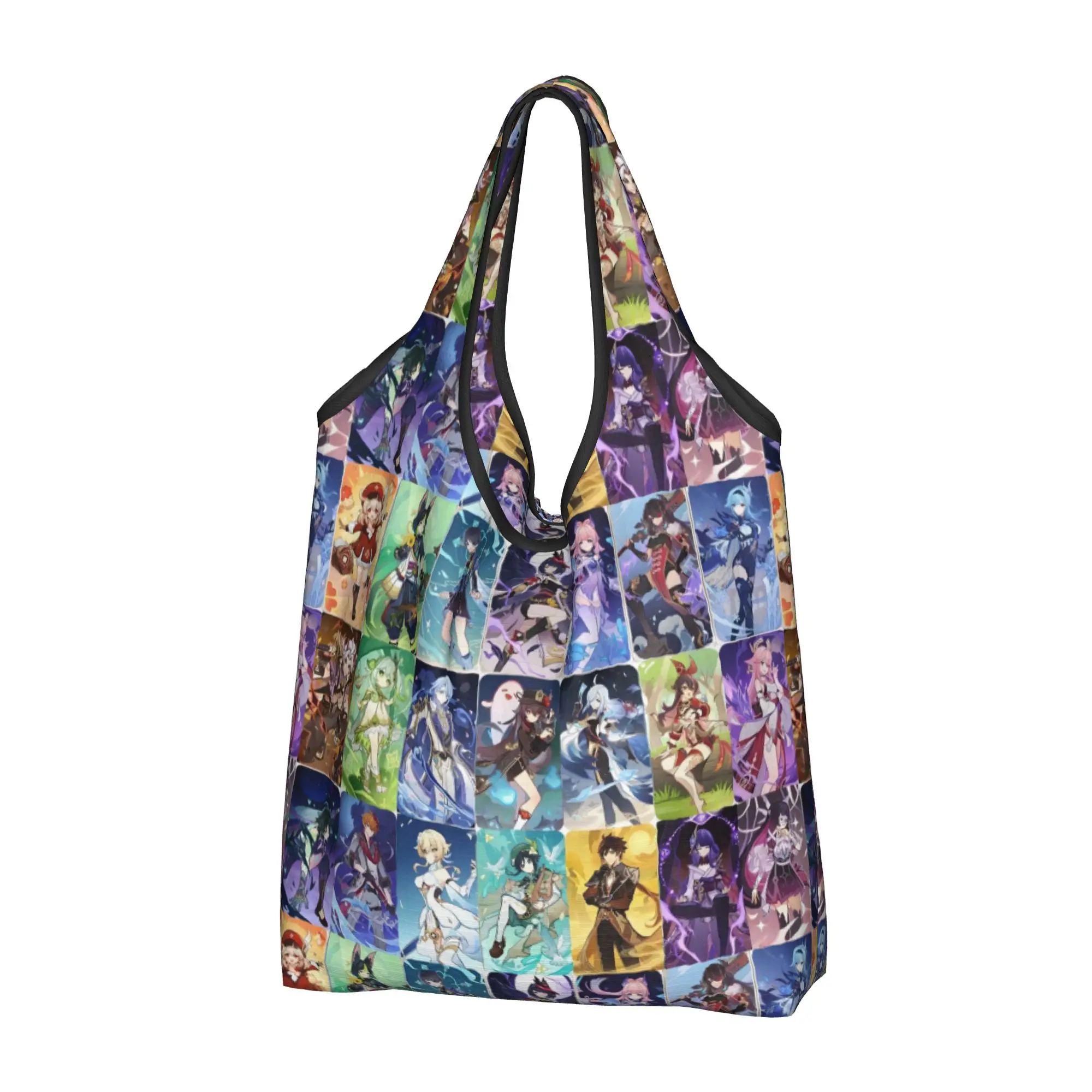 Game Anemo Geo Pyro Hydro Genshin Impact Tote Shopping Bags Women Funny Anime Cryo Electro Dendro Shopper Shoulder BagsHandbags