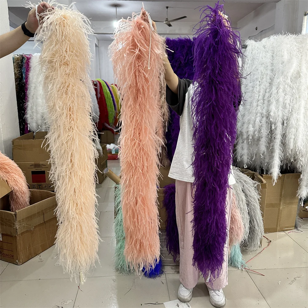 

1M Long Champagne Ostrich Feather Boa High Quality White Feather Shawl Carnival Dress Clothing in Edge ostrich feather boa pink