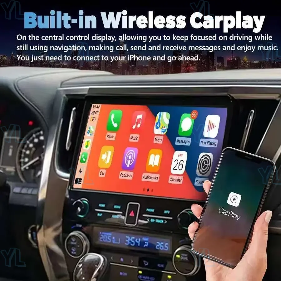 11.6 بوصة لتويوتا ألارد 2015-2019 أندرويد 13.0 سيارة لتحديد المواقع والملاحة Carplay مشغل وسائط متعددة راديو تلقائي الشريط رئيس وحدة BT HD