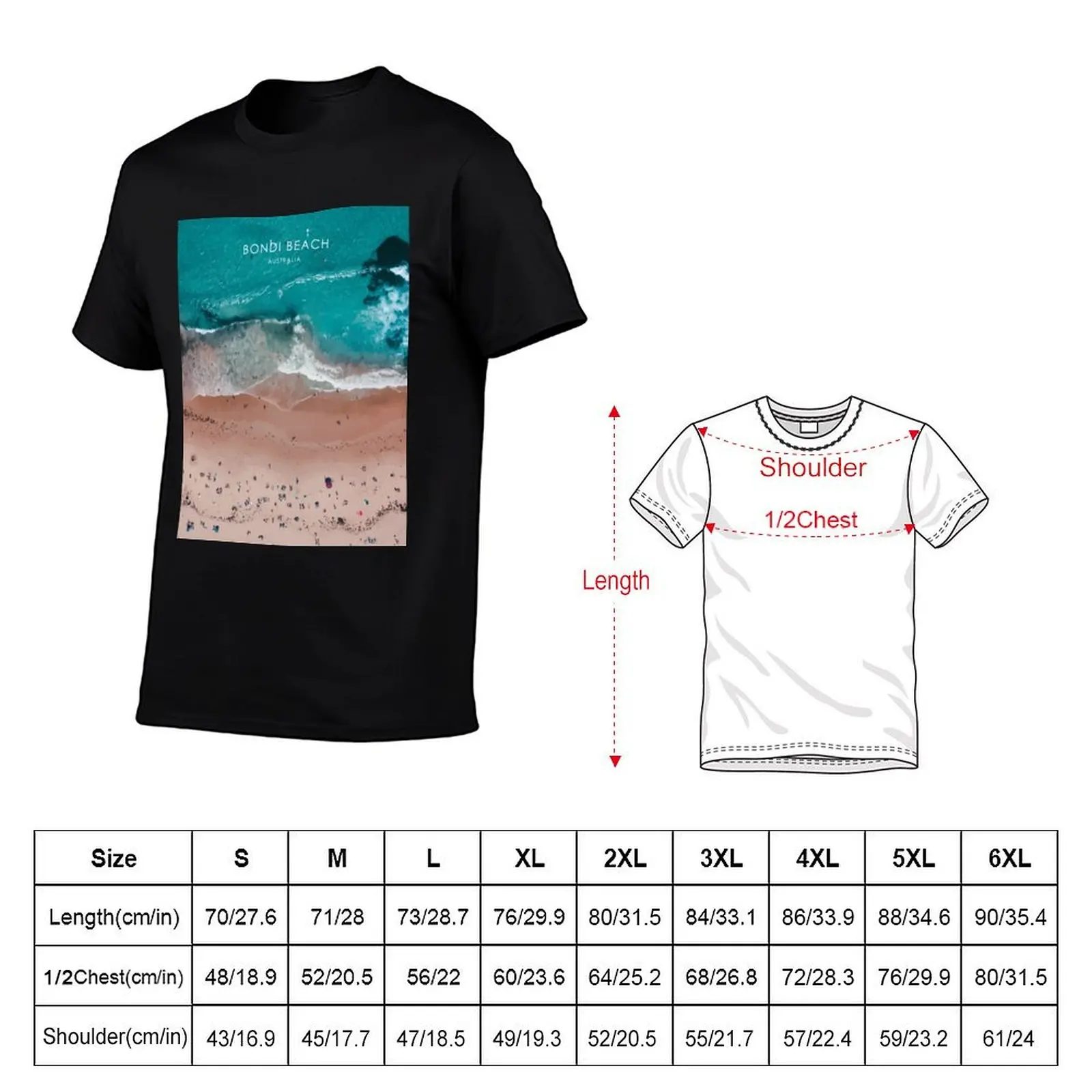 Bondi Beach, Sydney Travel Artwork T-Shirt t shirt men 100% cotton luxury brand essential t shirt man t shirt luxury T-Shirt