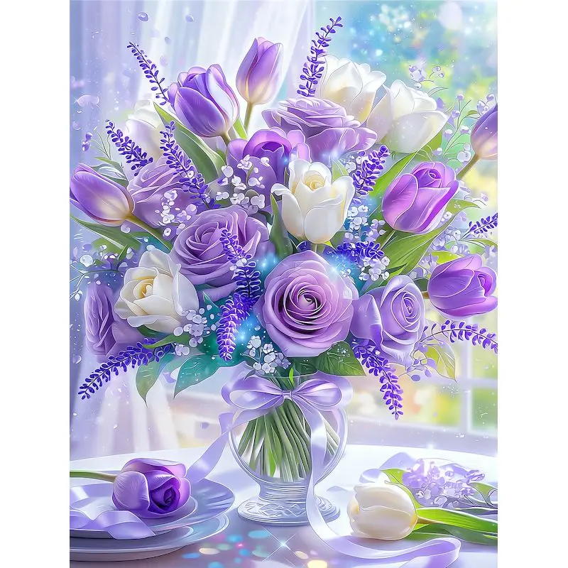 

GATYZTORY Floral Bouquet Painting By Numbers Roses DIY Room Wall Art Pictures By Number For Adults Home Decoration
