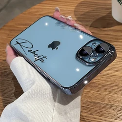15 16 Pro Max Cases Personalised Customized Name Plating Bumper Transparent Clear Lens Protection Cover For 14 13 15 11 Pro Max