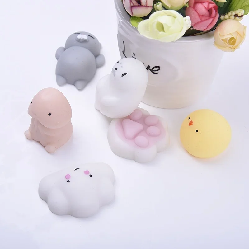 Super Cute White Squishy Seal Squishies Cat\'s Paw Funny Simulation Toys Gift Home Decoration Fairy Garden Soft Pinching Toying