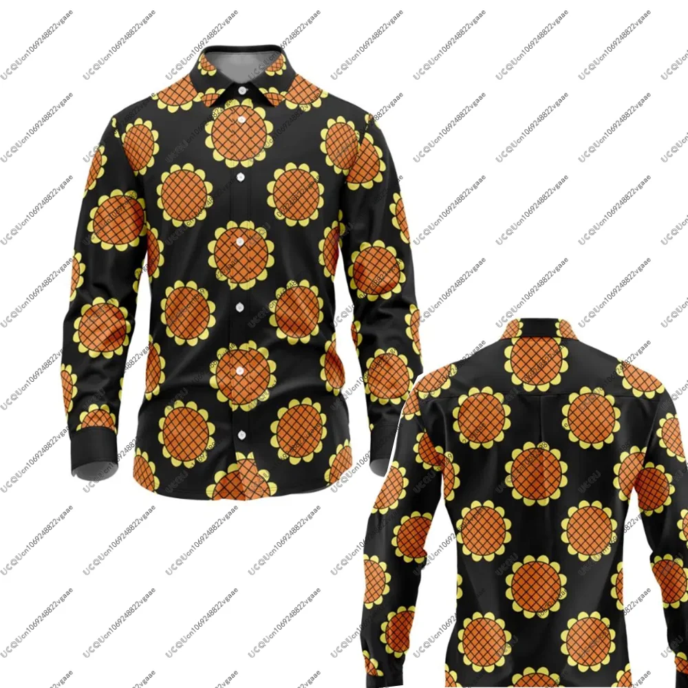 

Men Boys T Shirt Top Casual Tee Luffy Dressrosa Sunflowe Hawaiian Franky Anime One Piece Long Sleeve Button Up Gift Cosplay Hot