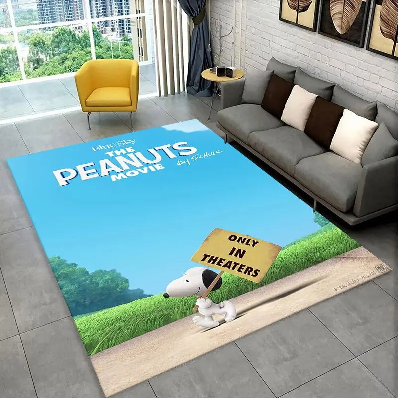 HD Funny S-Snoopy Cartoon Dog Carpet Rug for Playroom Bedroom Living Room Sofa Home Decor,Game Area Rug Non-slip Floor Mat Fest