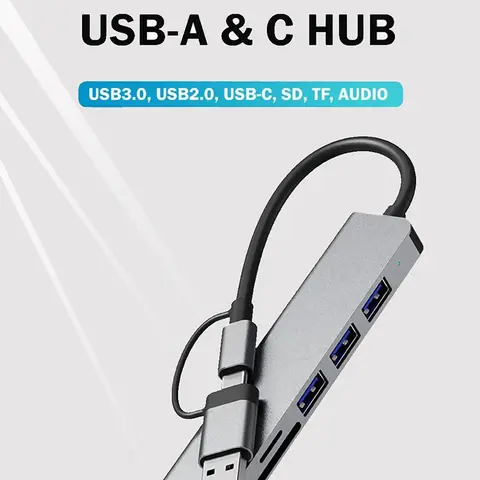 USB A 유형 C 허브 집중 장치 도킹 스테이션 멀티 어댑터 SD TF 카드 리더기 MacBook 노트북 용 오디오 멀티 허브 도크 분배기