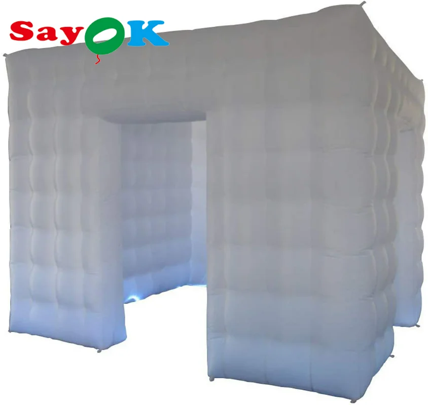 

Sayok Inflatable Photo Booth Tent with Air Blower 3x3x2.5m Two Doors Inflatable Photo Boot Enclosure for Weddings Party Events