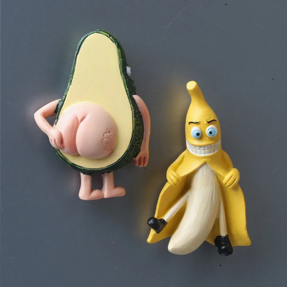 Produkt niedlichen Cartoon 3d Kühlschrank Aufkleber Kinderspiel zeug kreative Dekoration Obst Magnet Banane Avocado Nachricht