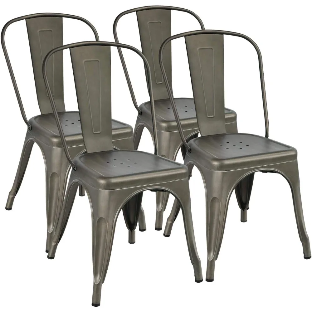 Iron Metal Dining Chairs Stackable Side Chairs Bar Chairs with Back Indoor-Outdoor Classic/Chic/Industrial/Vintage Bistro