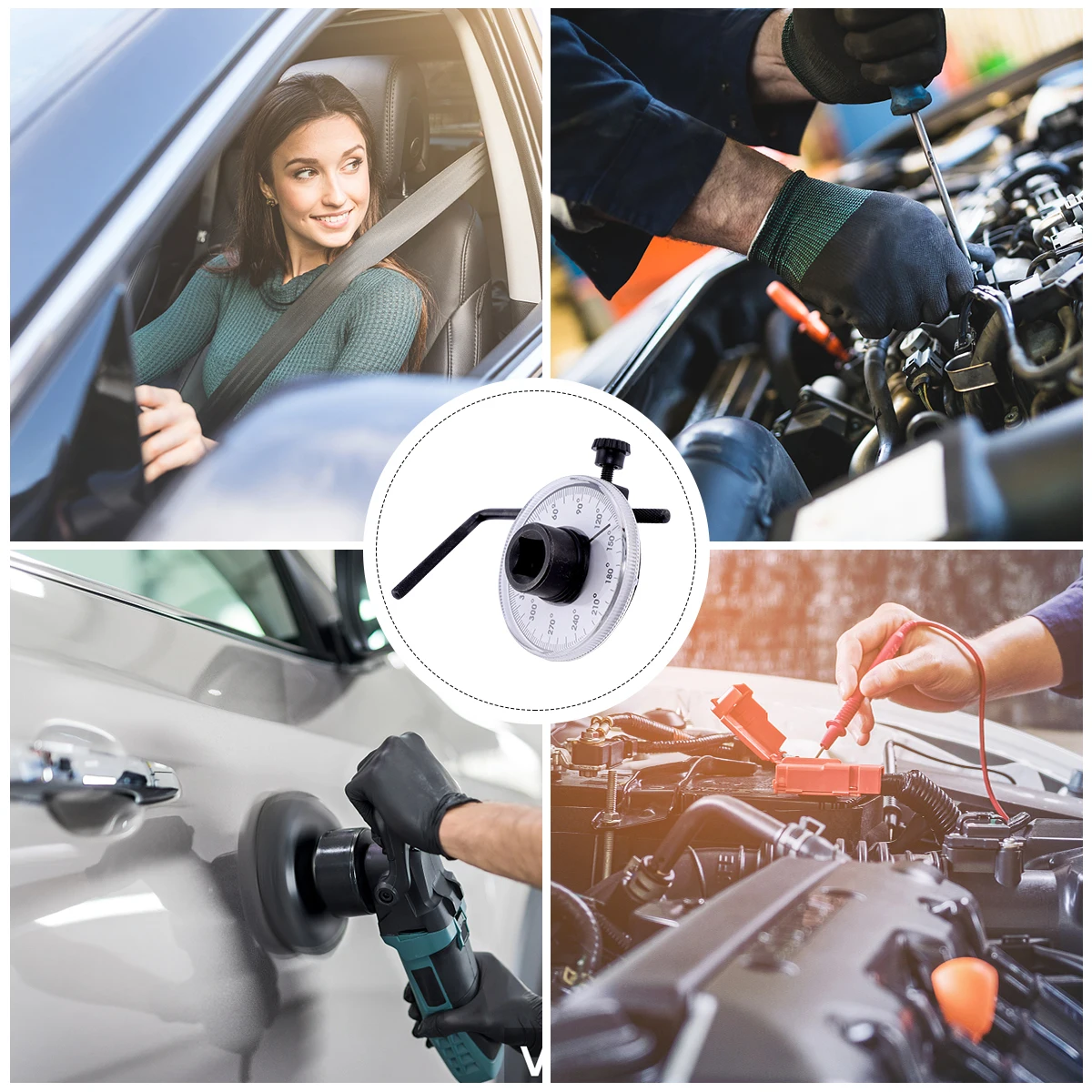 

Adjustable Torque Wrench Kit with Clear Scale and Angle Measurement for Auto Garage DIY Repair Tools Silver Square Drive