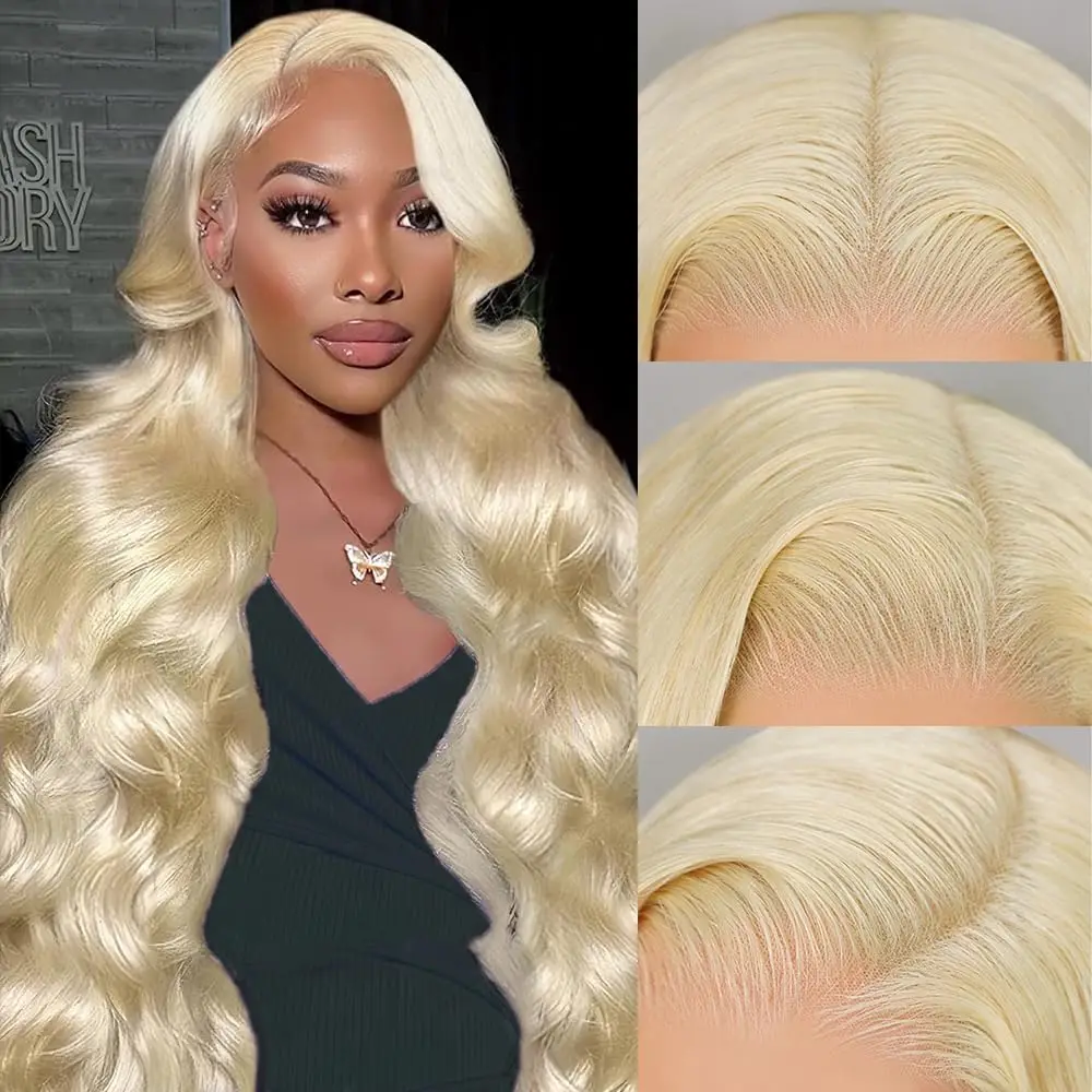 Perruque Lace Front Wig Body Wave brésilienne naturelle, cheveux humains, blond 613, 13x6, 13x4, pre-plucked, ultraviolet, transparent, HD, pour femmes