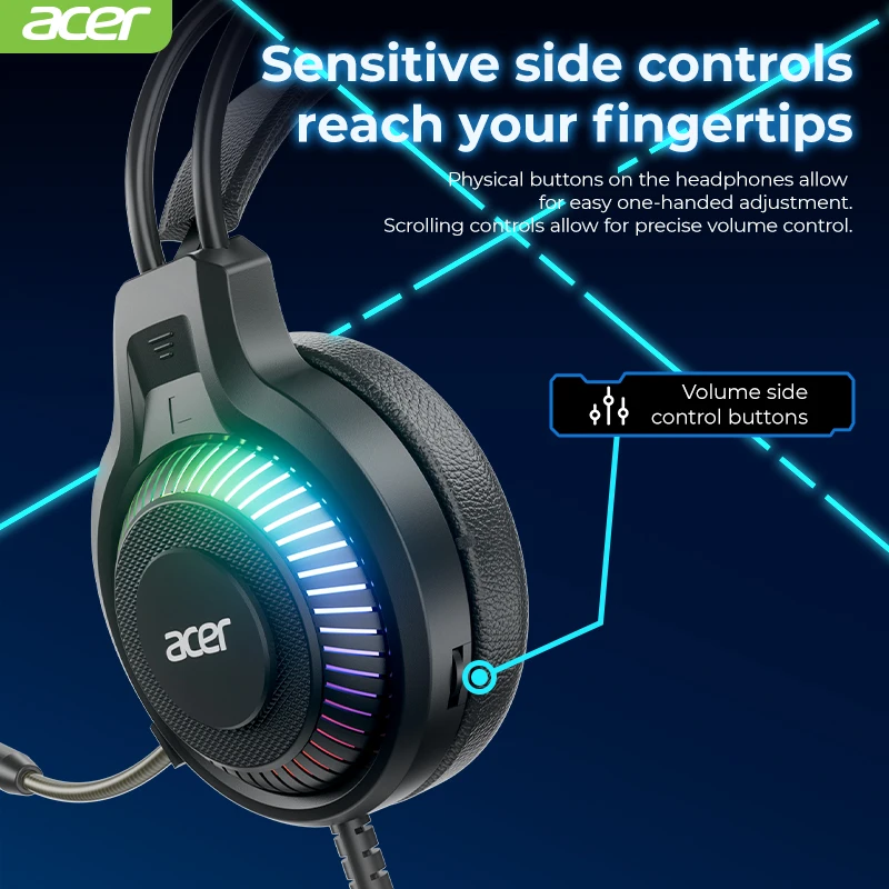 سماعات أذن سلكية بإضاءة رائعة RGB، سماعات أذن منخفضة الكمون مع ميكروفون، سماعات أذن مريحة قابلة للتنفس، تأثيرات صوتية محيطة للعبة #4