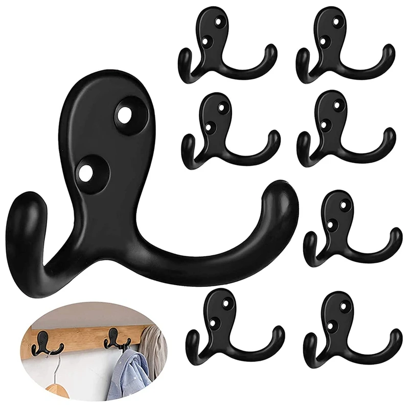 Promotion! Coat Hooks Wall Mounted, Dual Prong Wall Hook, Matte Finish Towel Hook Robe Hook, Double Hooks For Coats, Keys