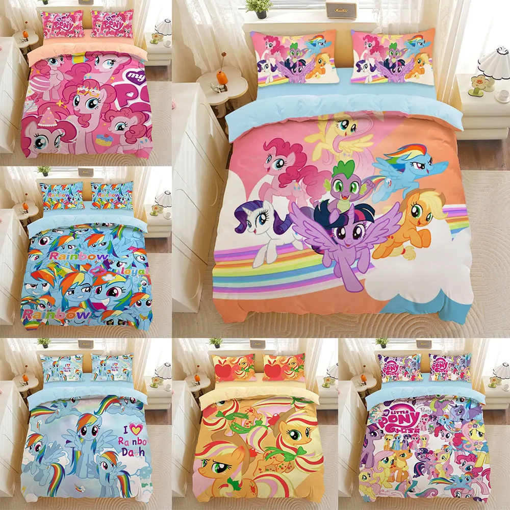 

Kawaii Bedding Sets My Little Pony Comforter Cover Bed Cover Duvet Cover Pillow Case 2-3 Pieces Sets Kids Adult Size Home Decor