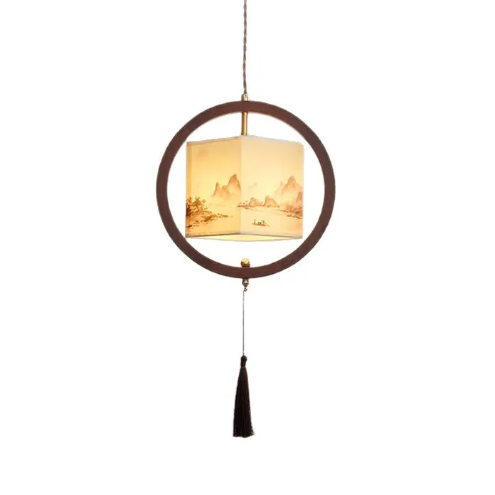 

Китайский эстетический ретро дзен украшение входа подвесной светильник элитный космический чайный зал эстетический небольшой подвесной светильник