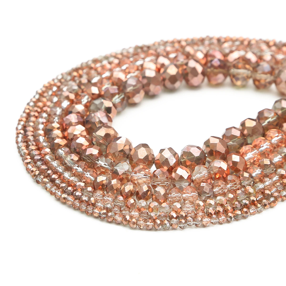 2/3/4/6/8/10mm Roségold facettierte Glasperlen Kristall Rondelle lose Perlen für Schmuckherstellung DIY Armband Halskette Herstellung – Detail 4