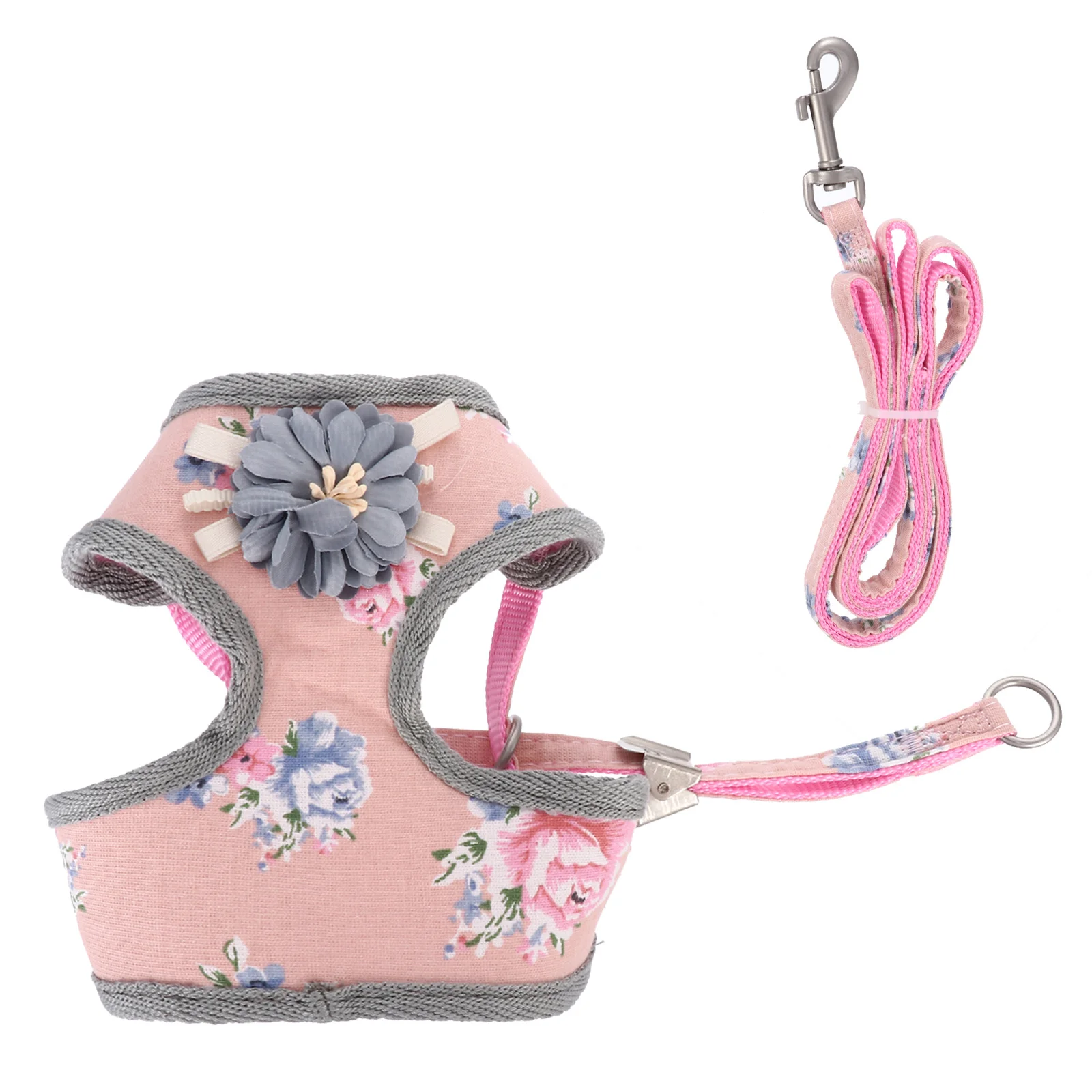 

1 set Dog Harness With Leash Flower Design Adjustable Vest For Small Medium Puppies Cats Pet Walking Gear Dog Chest Strap