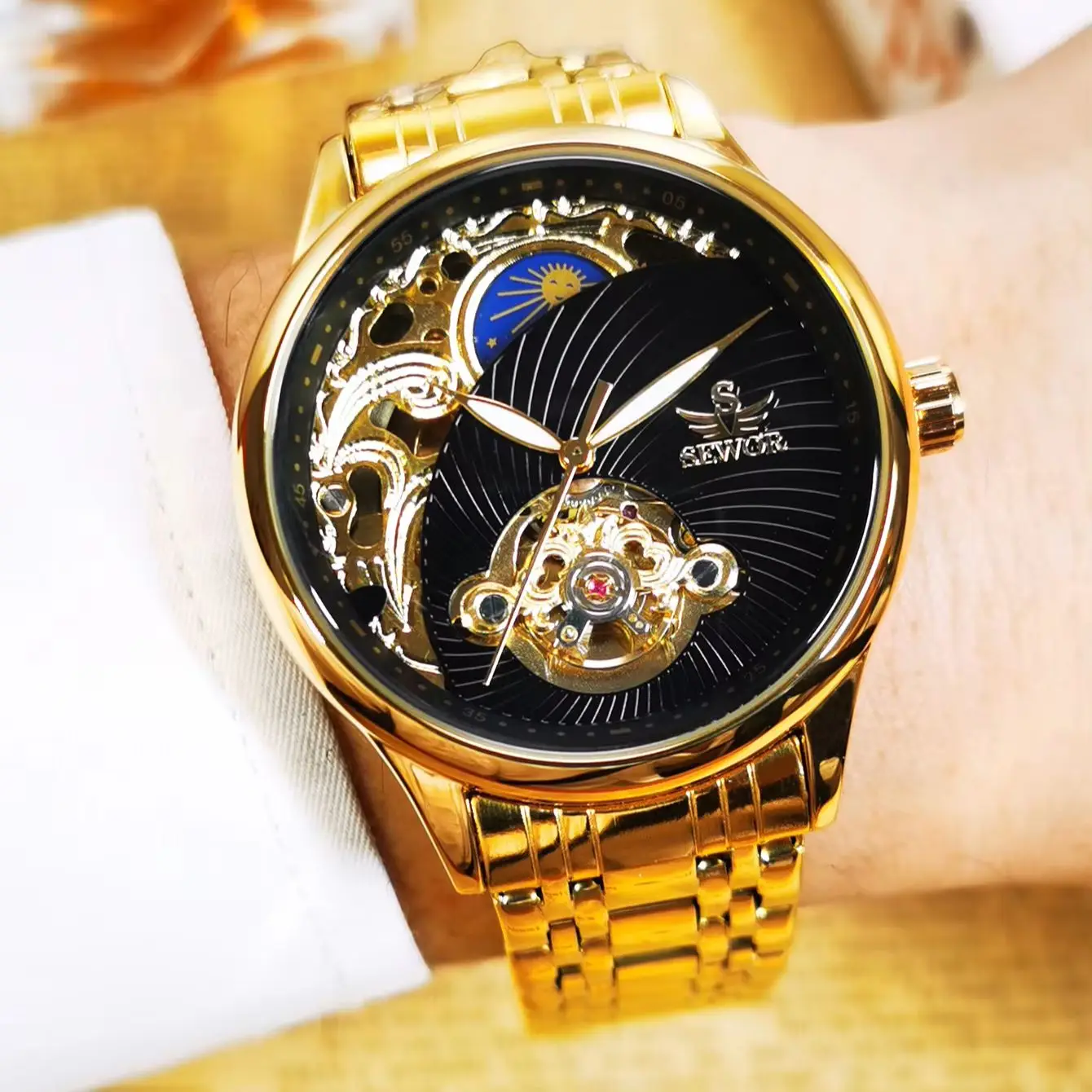 

AOKULASIC винтажные мужские часы с турбийоном, лучший бренд, роскошные автоматические механические часы для мужчин, ремешок из нержавеющей стали, светящаяся стрелка