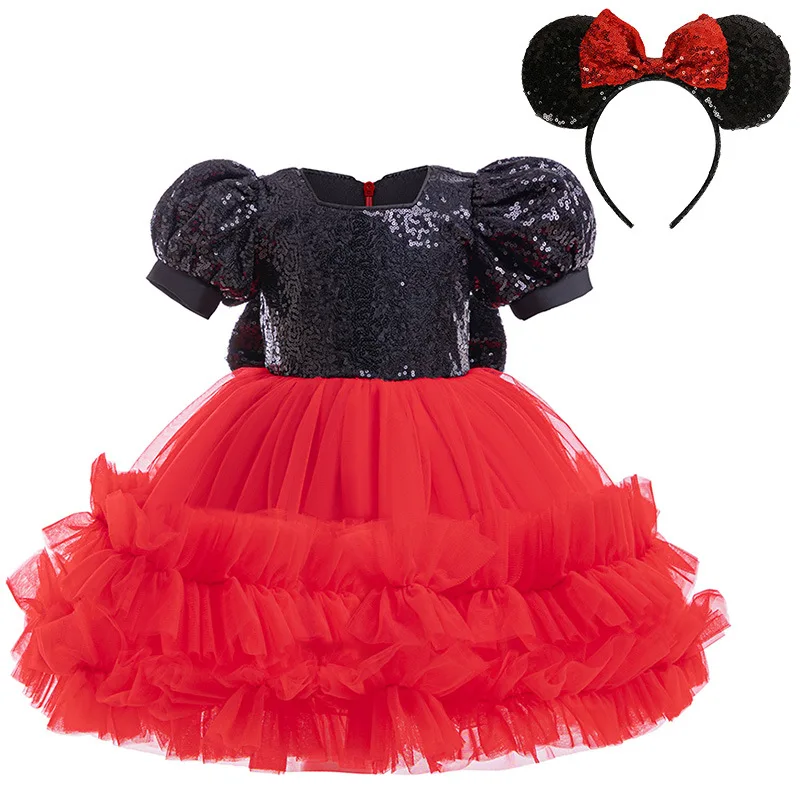 

MINISO Mickey Mouse Girls Cosplay Costume Dress Headband Christmas Stage Party Performance Gown 3-10 Years Birthday Outfits