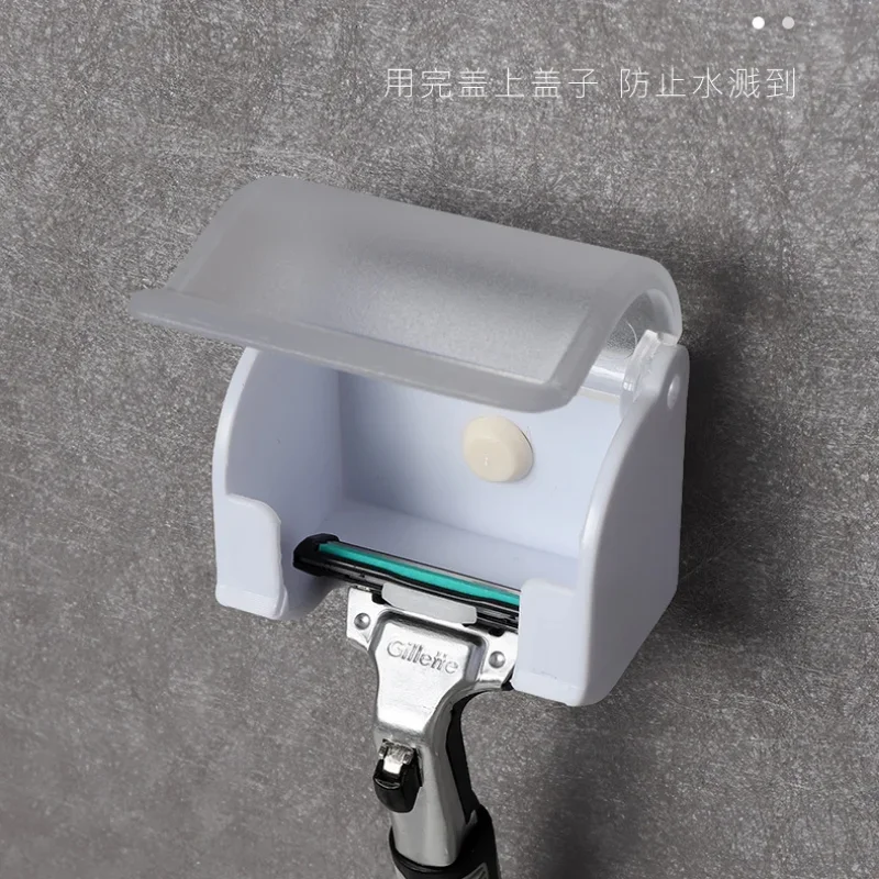 Wall Sucker Suction Cup Hook Stand Hanger Rack Shelf Dust Accessory Plastic Men Shaver Razor Brush Blade Holder Storage Bathroom