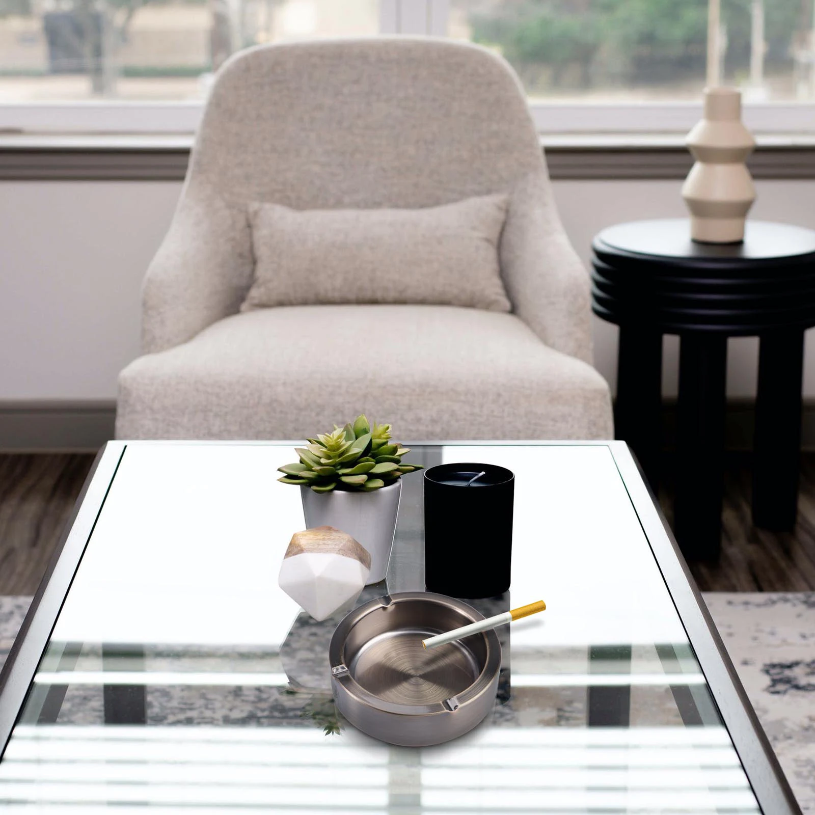 

Round Design Ashtray Ashtrays for Home Delicate Anti-fall Smoking Green