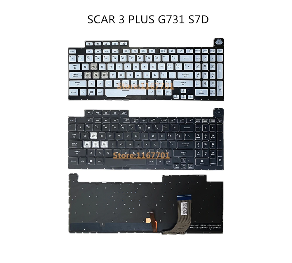 New Laptop US/UK/EU/SP/GK Monochrome/RGB Backlight Keyboard For Asus ROG Strix G731 G731G G731GU G732 G732L G712L S7D 3 4 Plus