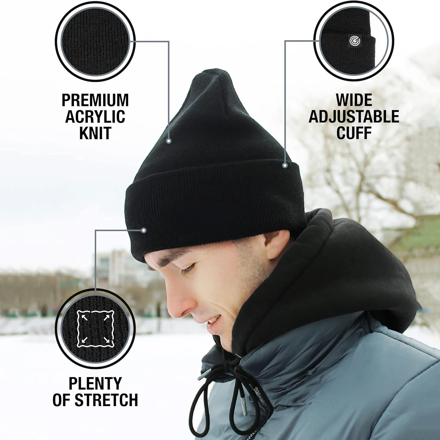 Sport Winter Beanie Knit Hats - Hats for Women Men Acrylic Knit Winter Hats，Soft Warm Unisex Knit Cap Fashion Ski /Cycling Hat