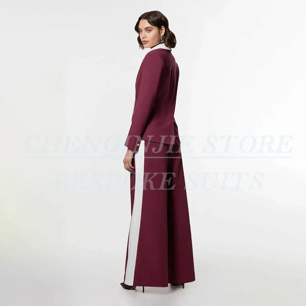 Luxury Single Breasted ผู้หญิงชุด 2 ชิ้นเสื้อกางเกงชุดคุณภาพสูง Single Breasted Peak Lapel Slim Fit ชุดสํานักงาน