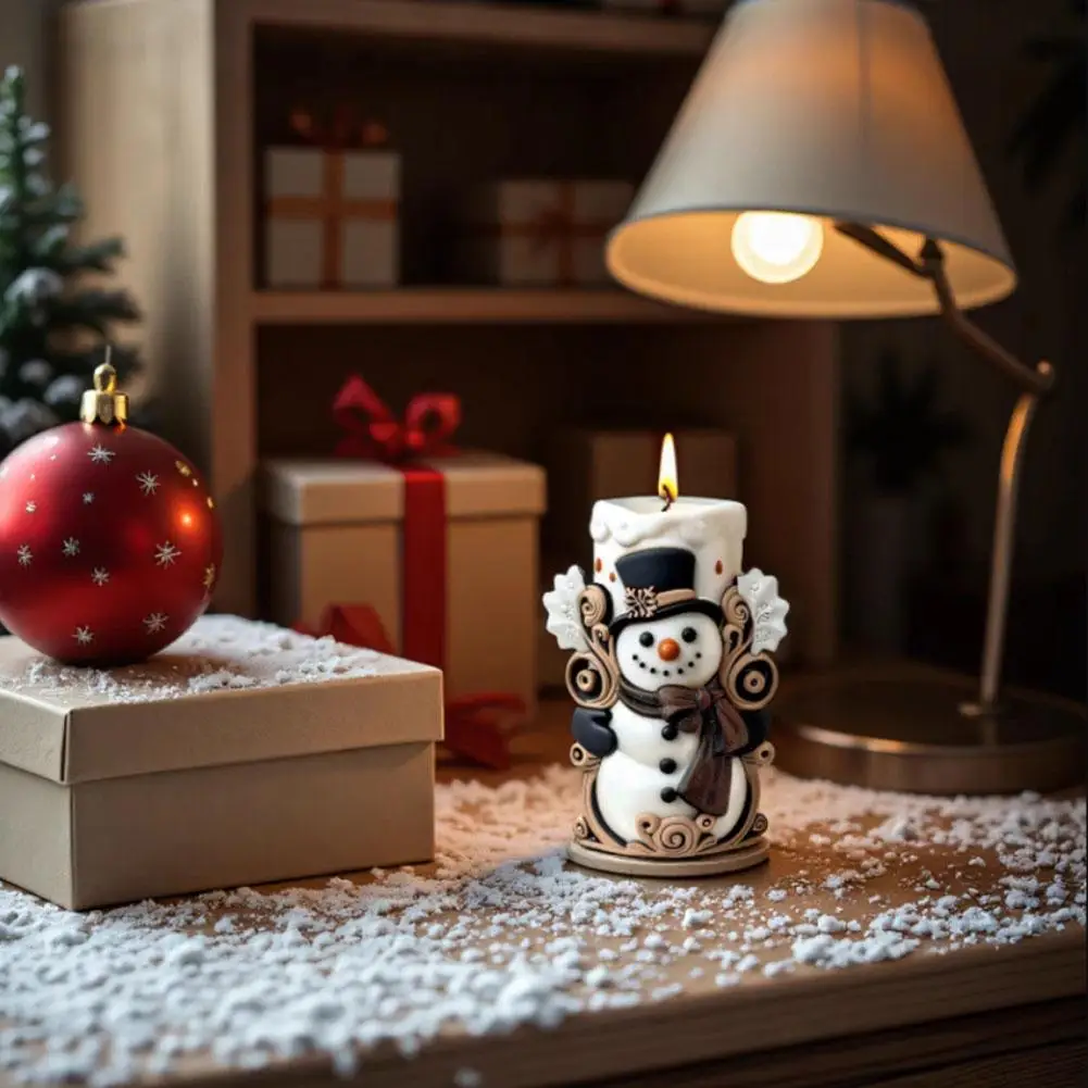 Christmas Snowman Candle Silicone Molds Aromatic Soybean Wax & Epoxy Resin Casting Gift Home Resin Casting Mould for DIY Ca Z4U6