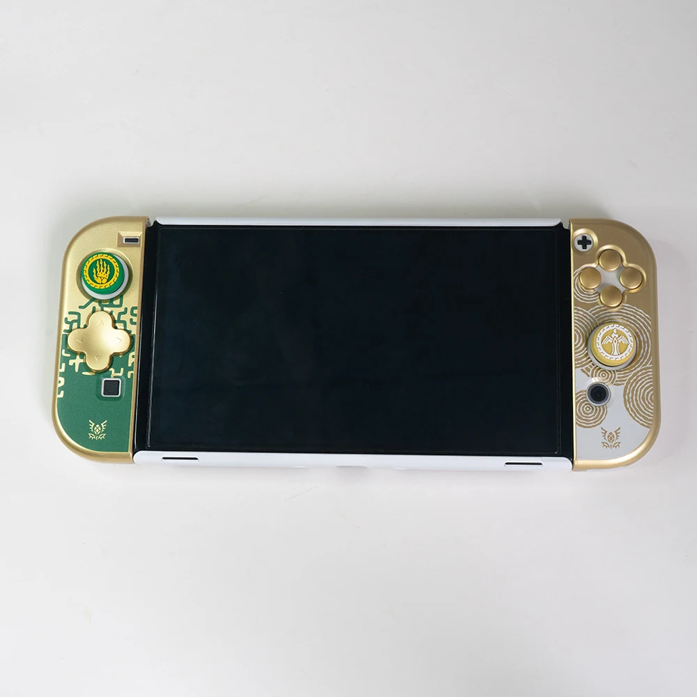 Gold D-pad Cross Button ABXY Key Sticker Joystick Thumb Stick Grip Cap Soft Cover per Nintendo Switch Oled NS Joy-con Skin Case