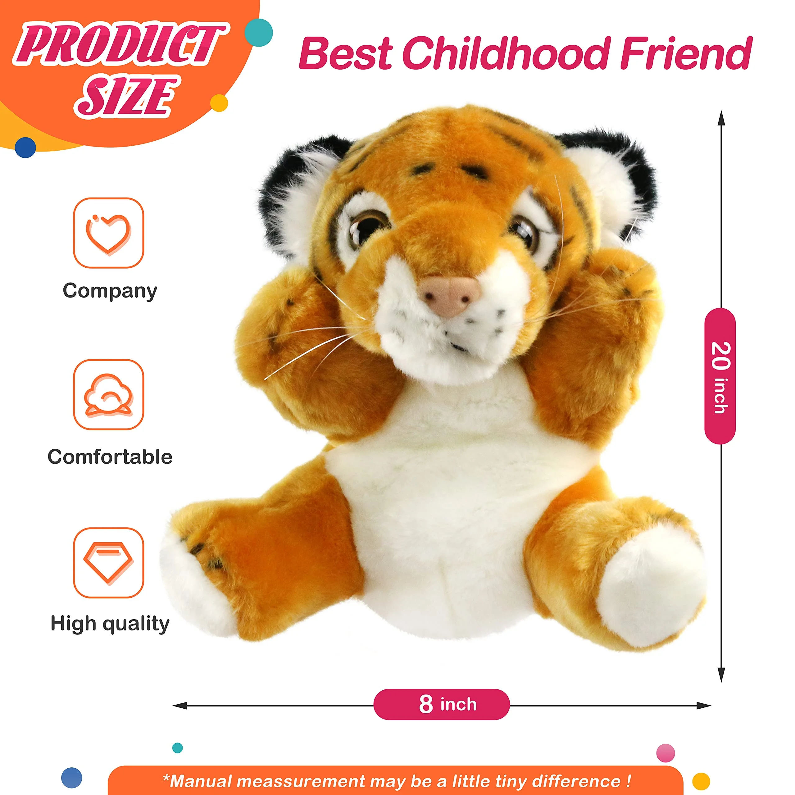 Soft Panda Tiger Hand Puppets White Yellow 20cm Plush Toys Funny Birthday Gift Stuffed Animals Game for Girls Baby Children