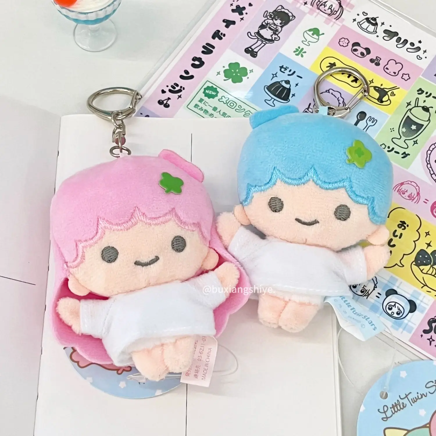 ليتل التوأم دلاية شكل نجمة أفخم ألعاب الدمى على ظهره قلادة لطيف فتاة حلوة زوجين المفاتيح ألعاب من القطيفة على ظهره قلادة دمى هدايا #5