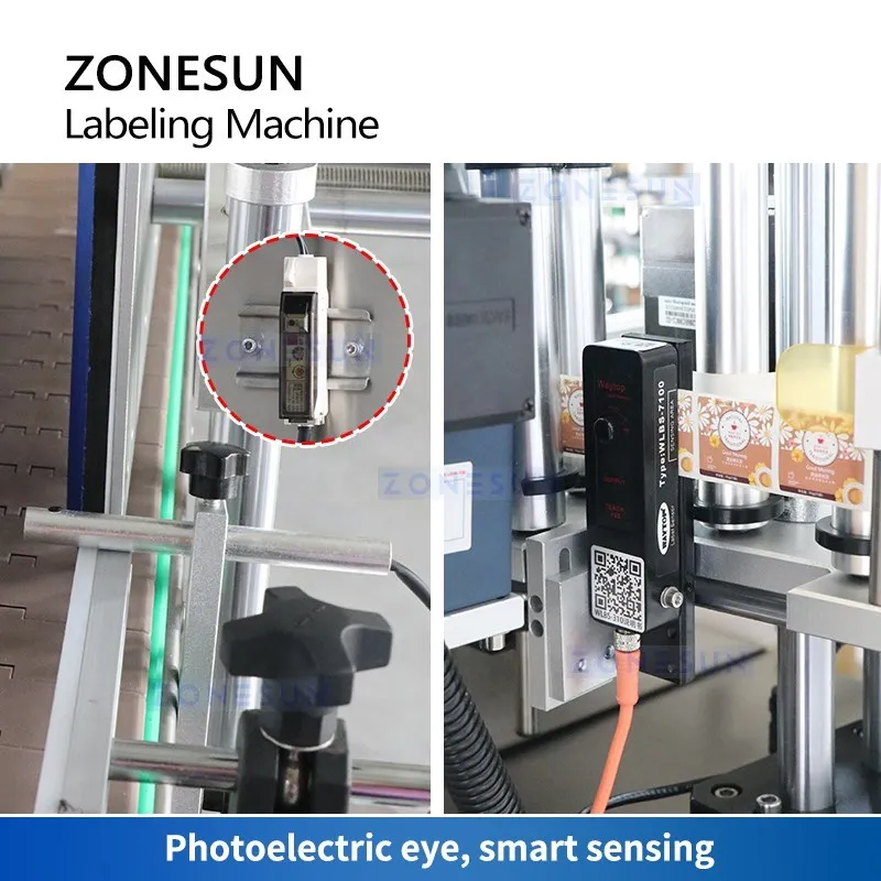 ZONESUN Wrap Around Labeler para recipientes cilíndricos Garrafa Jar pode aplicação Belt Tabletop Rotulagem Machine ZS-TB150