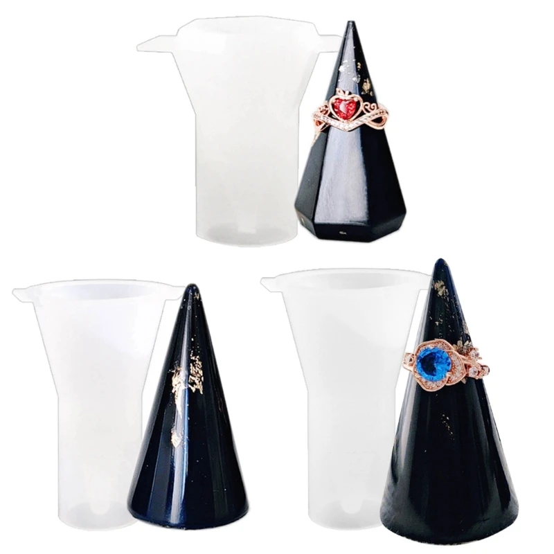 DIY Epoxy Crystal Valentines Day Geometry Circular Cone Rings Holder Mold for Rings Holder Jewelry Storage Home Decor