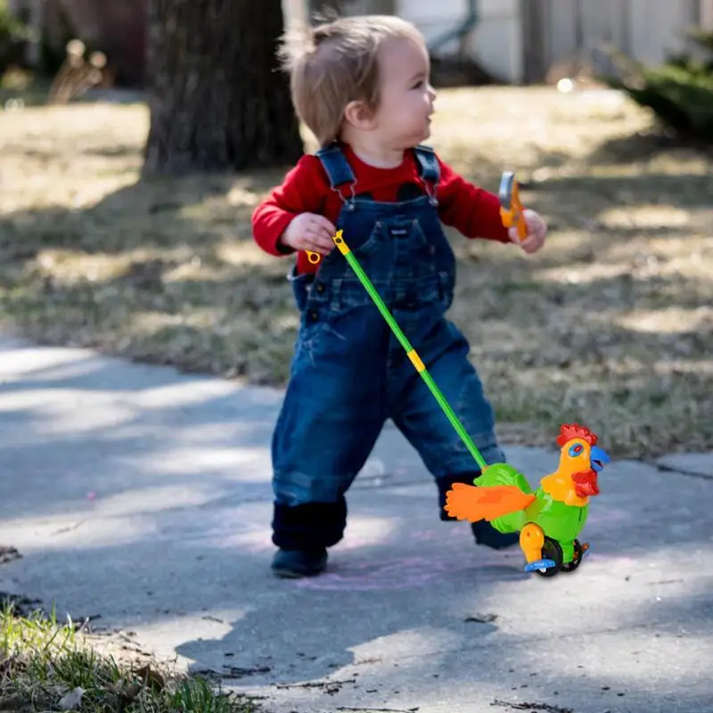 Baby Walker Brinquedo Mão Push Pull Caminhadas Cartoon Rod Push Cart Único Rod Olhos Arraste Língua Criança Andando Brinquedos Presentes