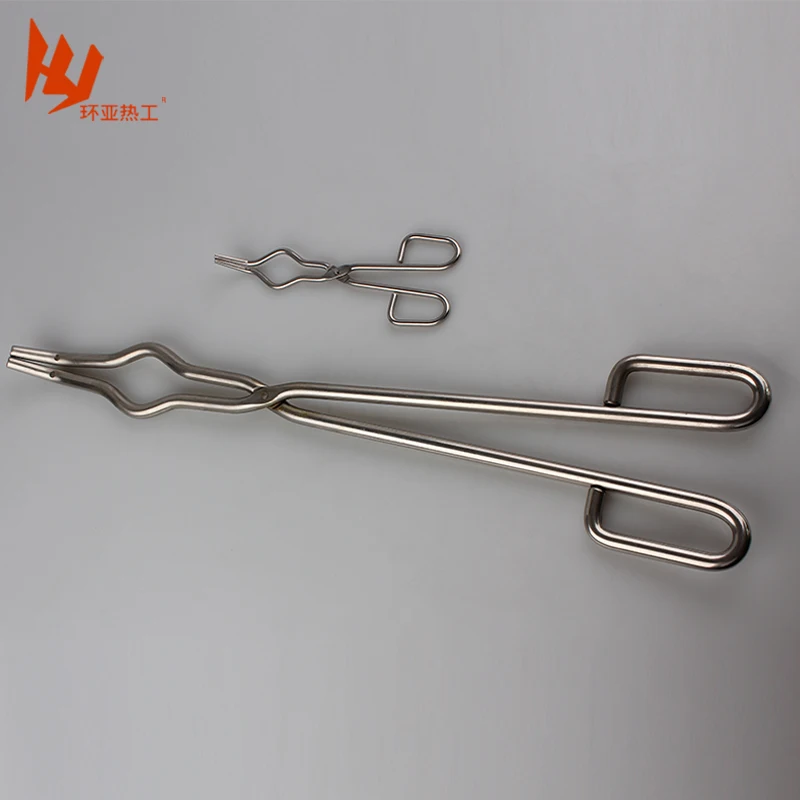 Conventional 10inch crucible tongs fitted with 99.95% Pure Platinum Shoes