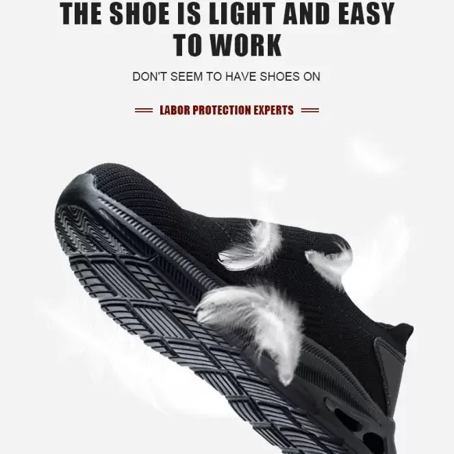 Lazy-Style Impact- and Puncture-Resistant Summer Safety Shoes with Large Mesh Upper: Lightweight Work Shoes