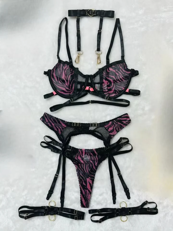 Bikini with detachable halter neck mesh straps, mesh patchwork, and hollow-out design swimsuit set