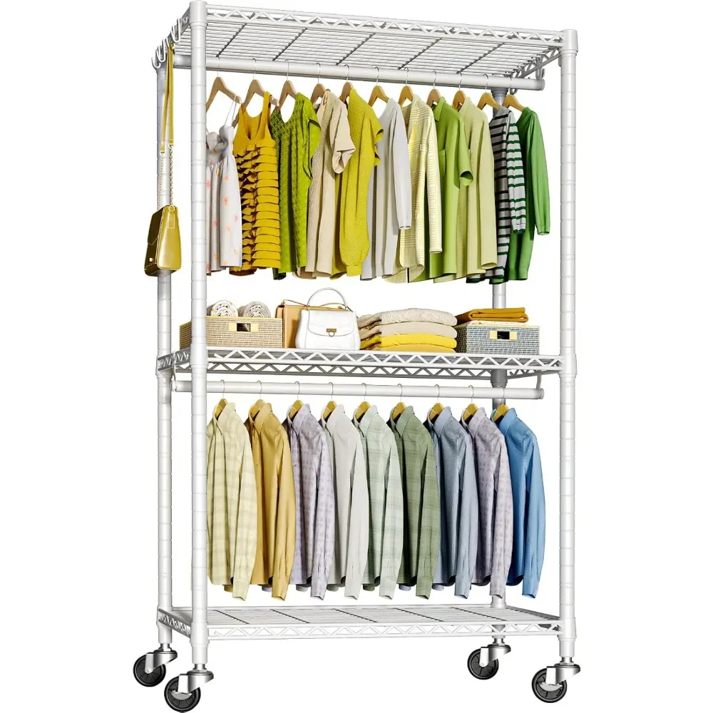 

P3 Rolling Clothes Rack, Clothing Racks for Hanging Clothes, Heavy Duty Garment Rack with Wheels