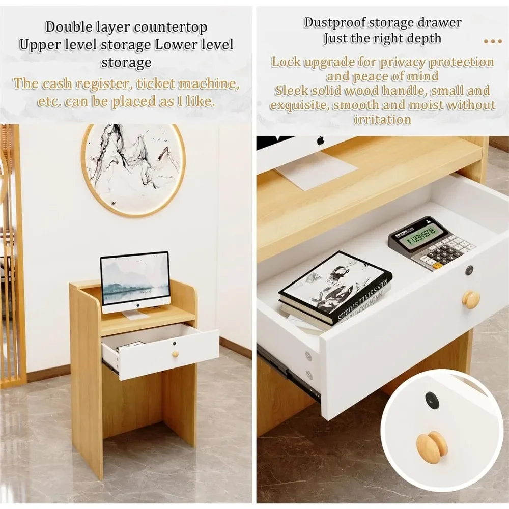 Reception Room Tables,Reception Desk Counter Table,Retail Counter Reception Desk with Drawer Storage,Cashier Front Desk Open