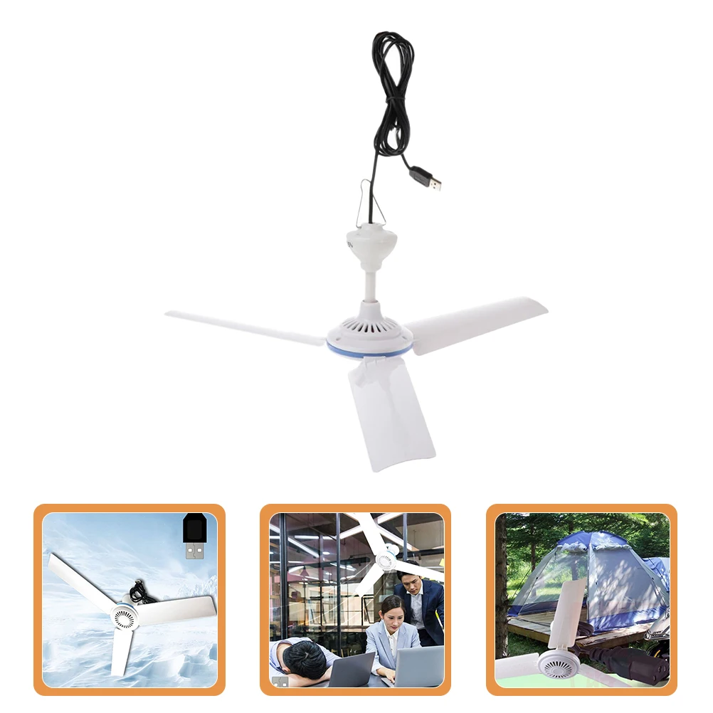 

USB Ceiling Hanging Camping Home Office Dormitory Use 3 Blades High Airflow Durable Lightweight Foldable