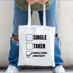 Psychological Dating Draco Malfoy Tote Bag Fun List Shoulder Bag Cool Slytherin Malfoy Sailbag Magic School Hip Hop Shopping Bag
