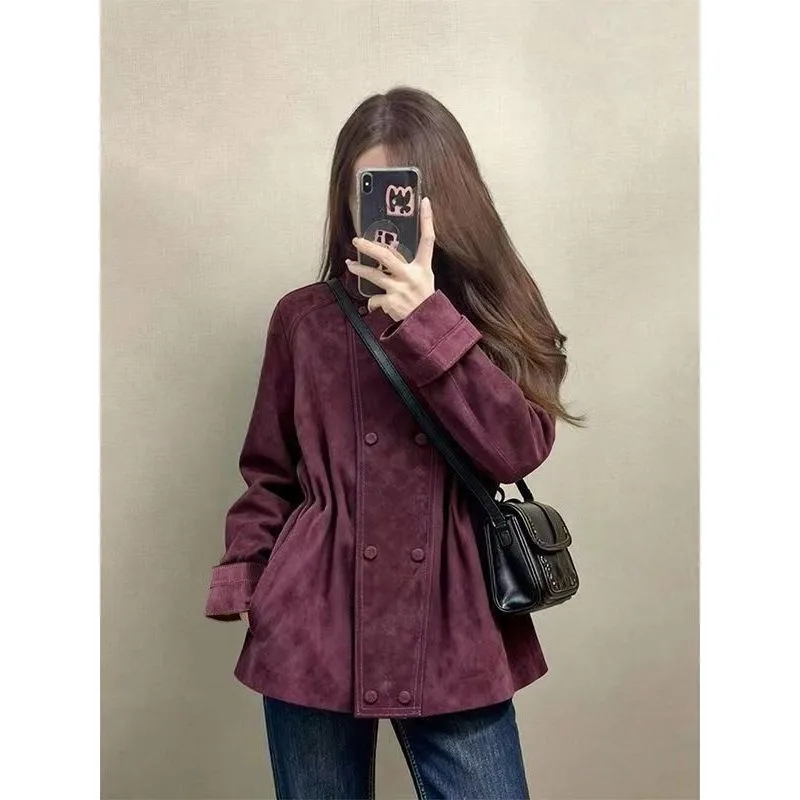 

Blouse Coat Women's Winter Double-breasted Petite Fitted Waist French Style New Comfortable Minimalist Casual Niche Versatile
