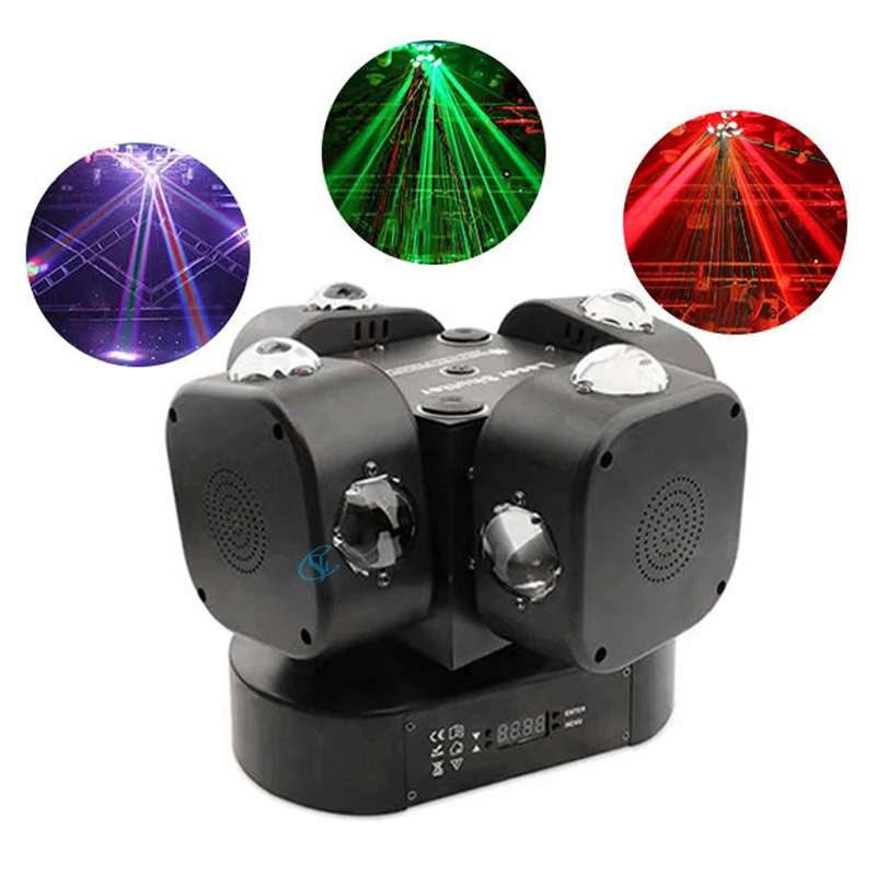 Lumières Laser LED 4 en 1 16x10W, Faisceau RGBW, Lumière à Tête Mobile avec Quatre Bras pour Bar Dj Spectacle Éclairage de Scène